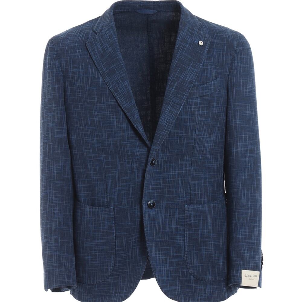 L.B.M 1911 Jacquard Linen Silk Blend Unstructured Blazer - 42R